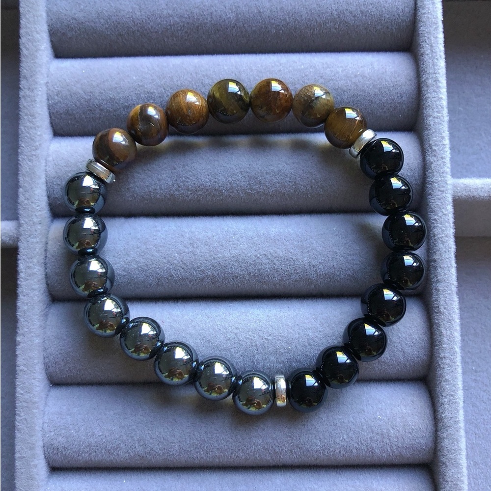 Elegant Black and Brown Beaded Bracelet